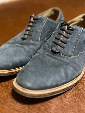 Men's Navy Suede Derby Shoes - Classic Lace-Up